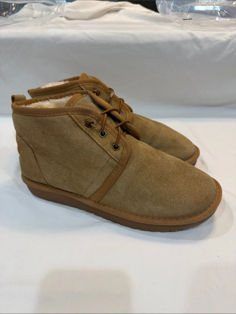 Men's Suede Chukka Boots with Shearling Lining - Brown